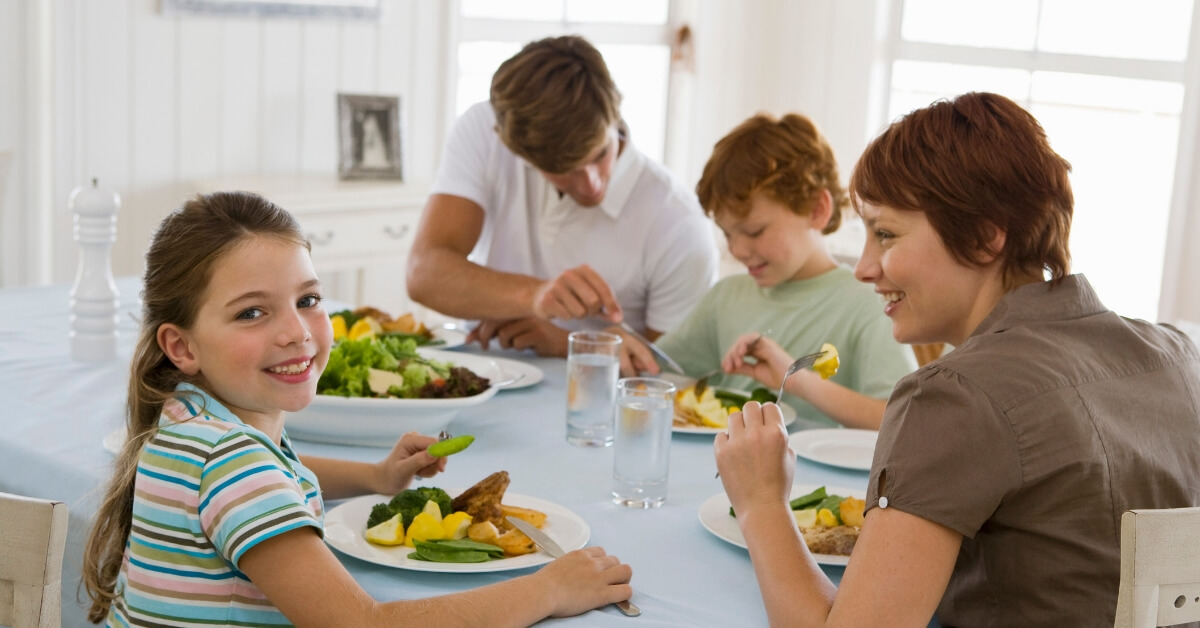 family eating food together