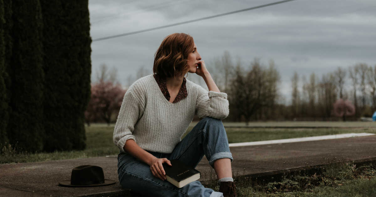 Woman spending time with God