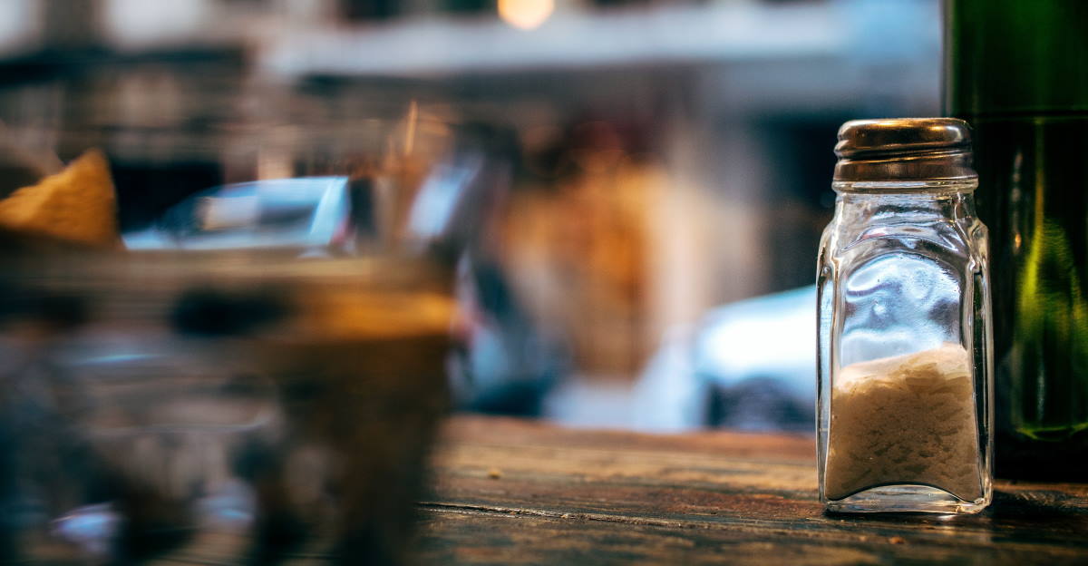 close up picture of salt shaker on a table