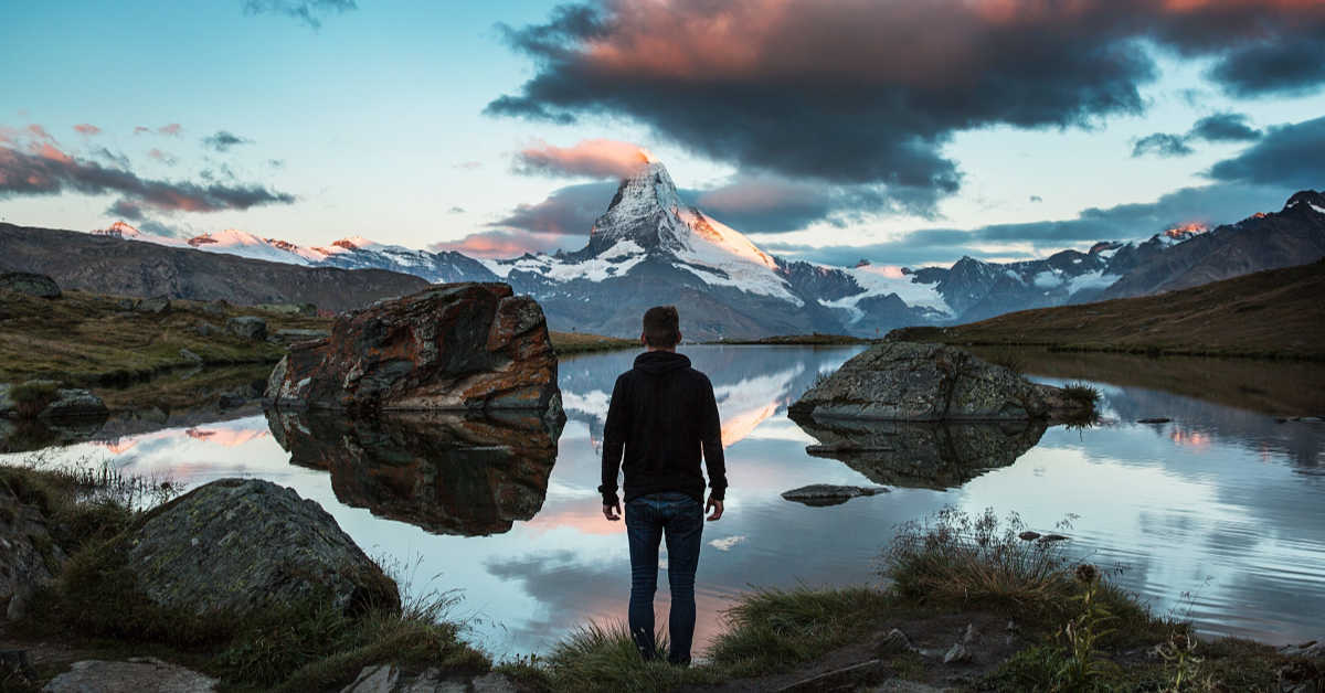 Man at lake