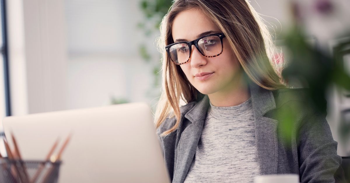 the future of work - a woman works on her laptop