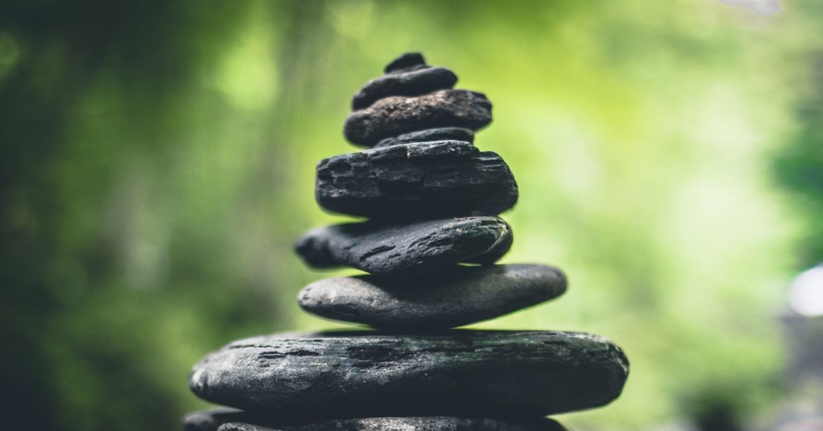 photo of a cairn in a rainforest