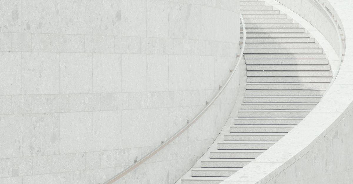 a white stone staircase