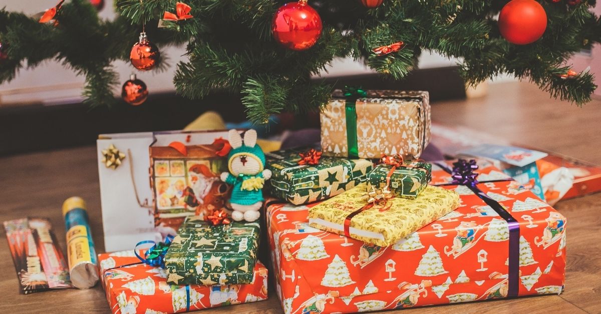 christmas presents under a tree