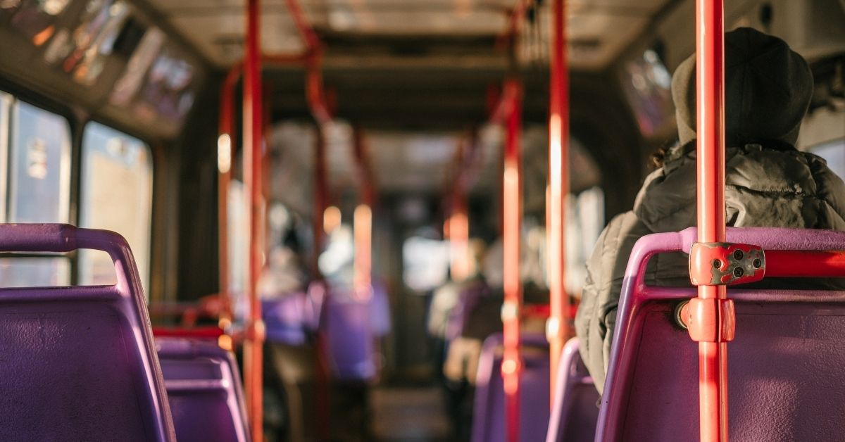 person sitting on a bus