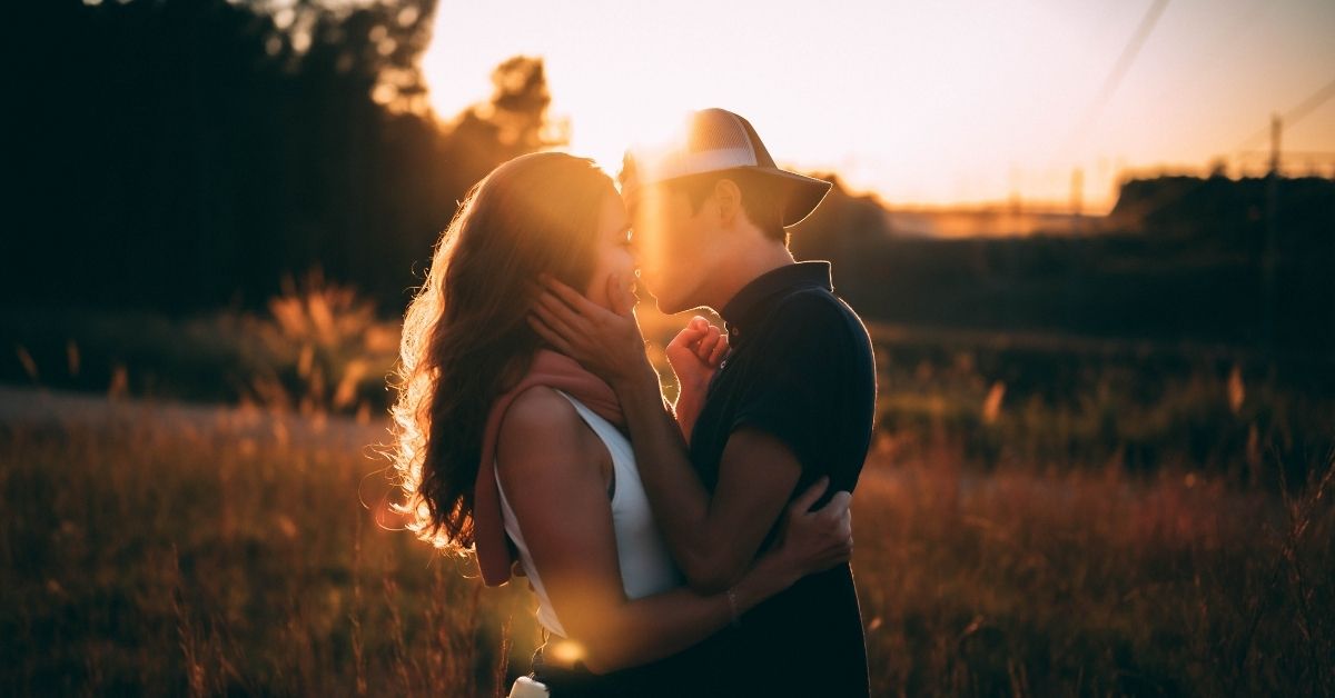 young couple kissing