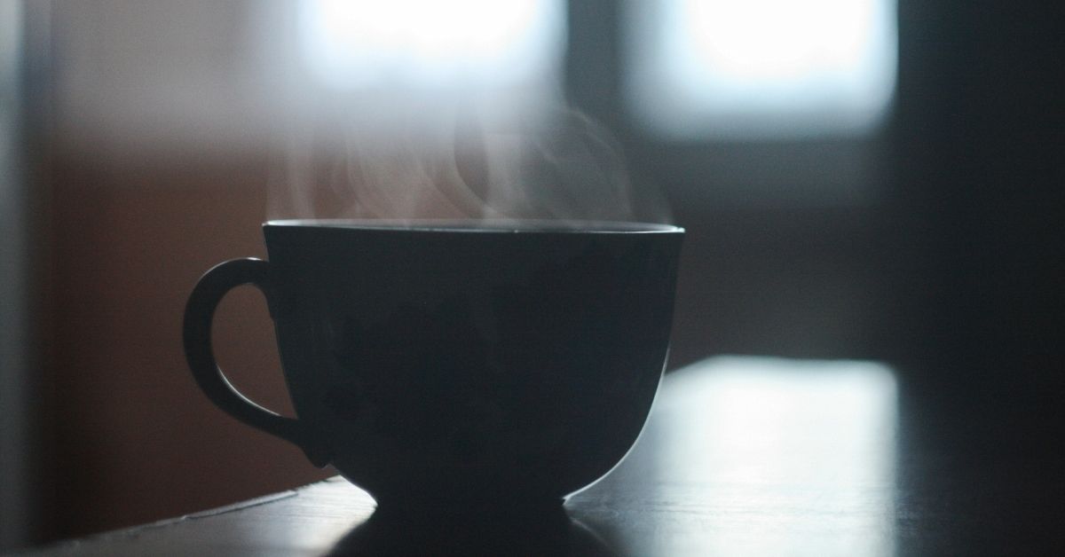 hot tea on a benchtop