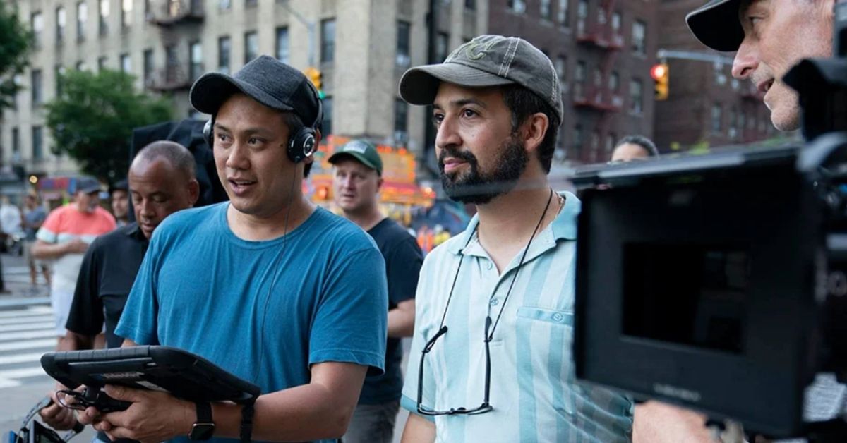 producers and camera crew on the set of in the heights