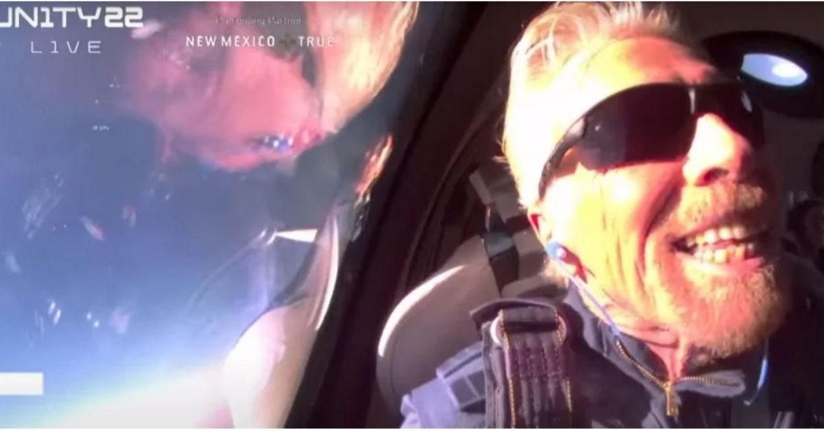 richard branson mid spaceflight on the virgin unity galactic 22