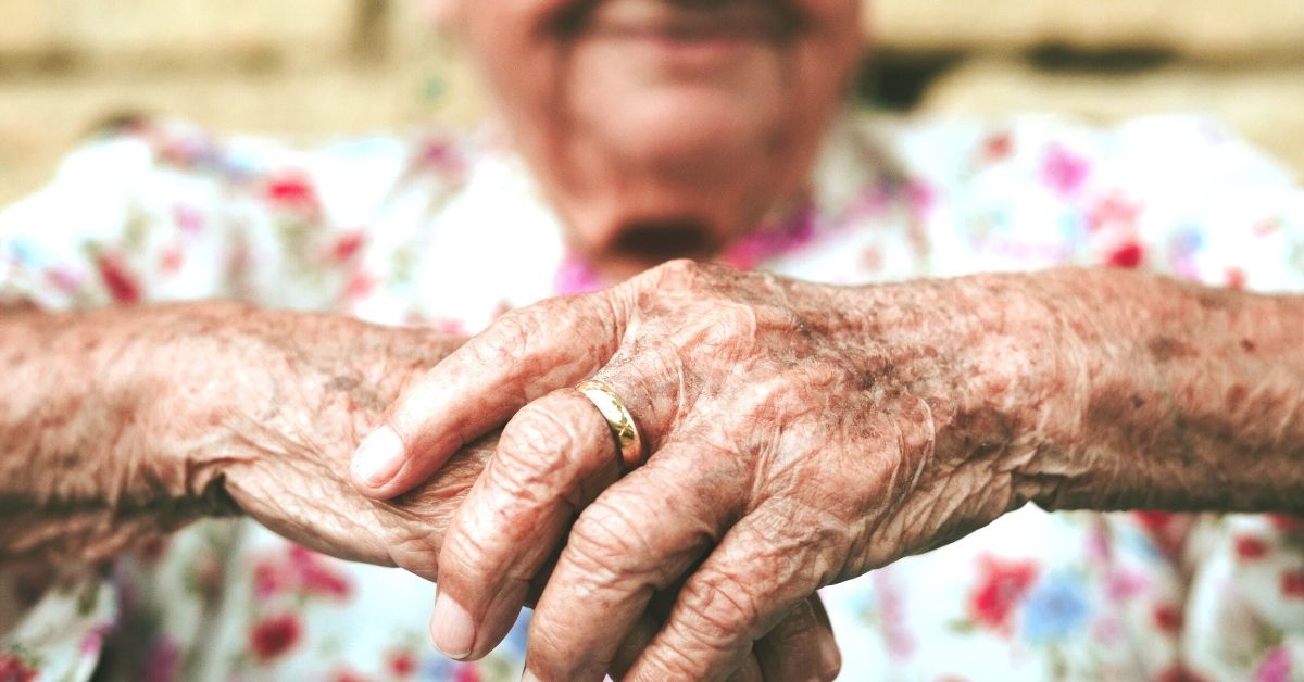 Senior Woman wearing a wedding band