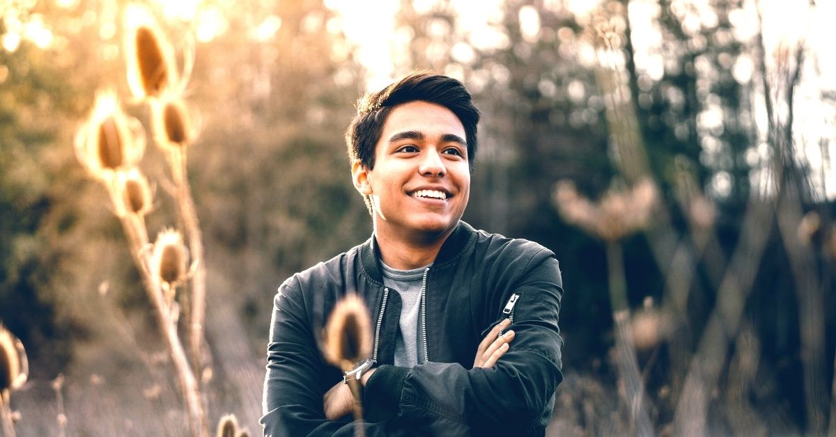 Young man in field