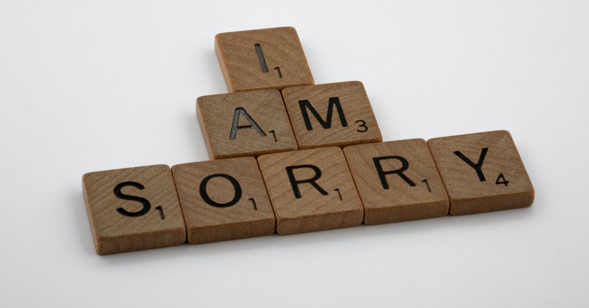 I am sorry - spelt in Scrabble letters