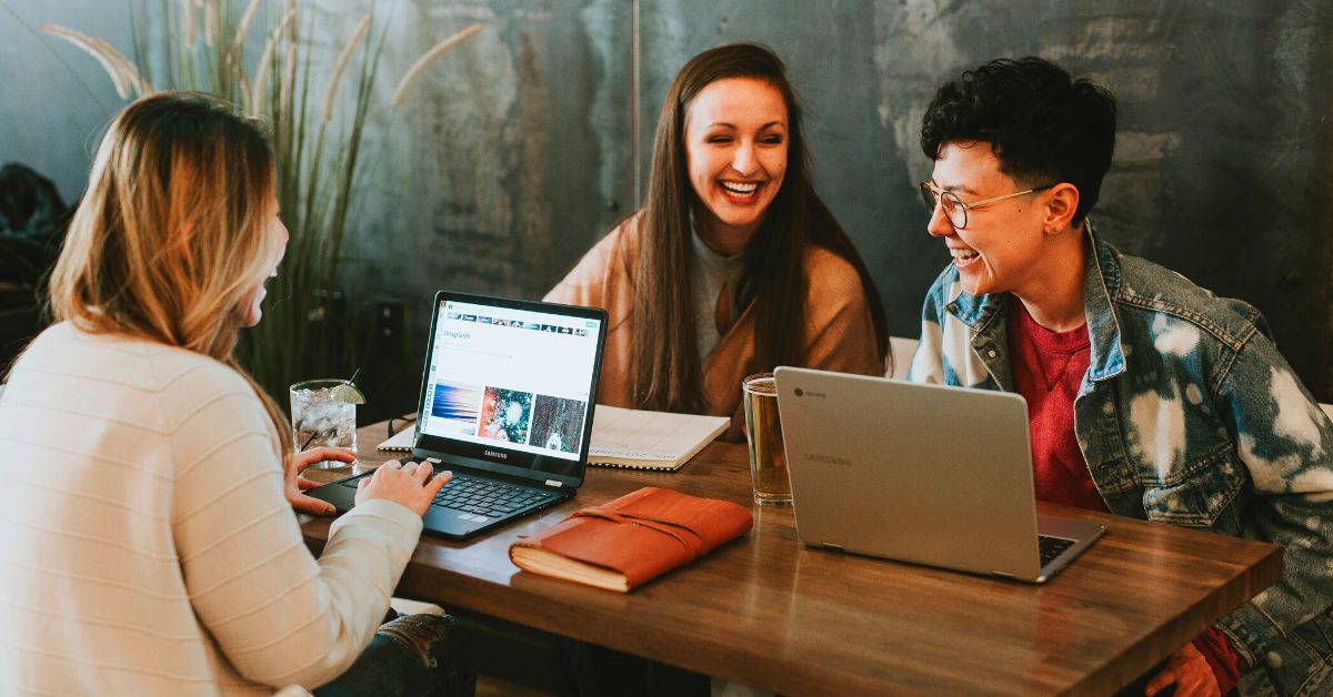 Young people at work